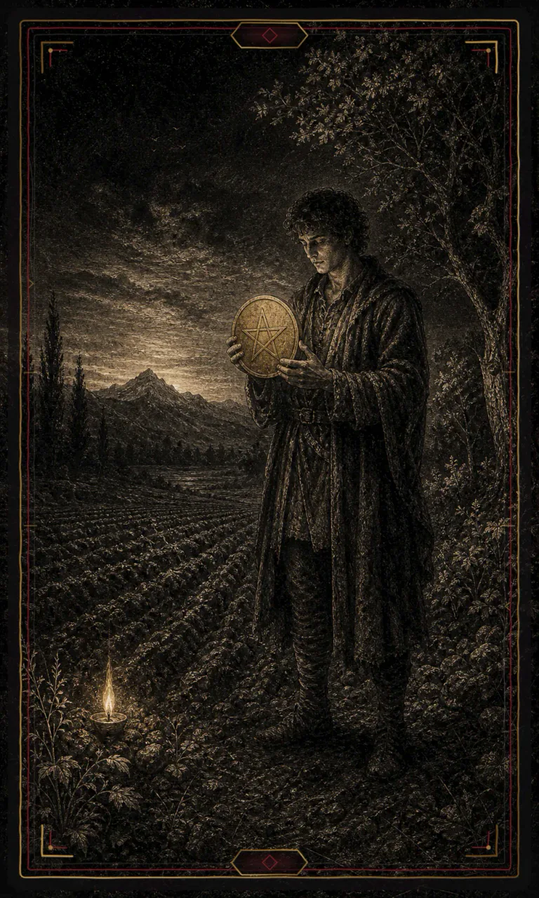 Page of Pentacles, from the Haunted Plate deck
