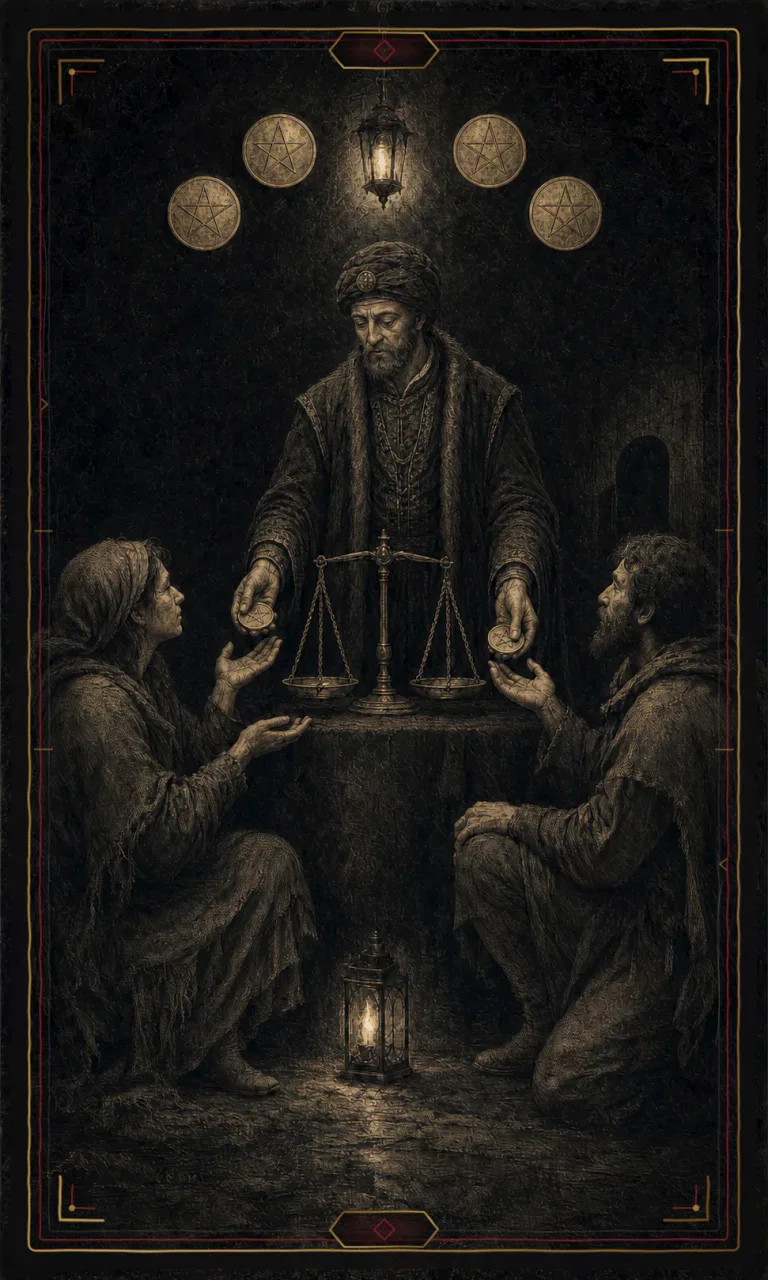 Six of Pentacles, from the Haunted Plate deck