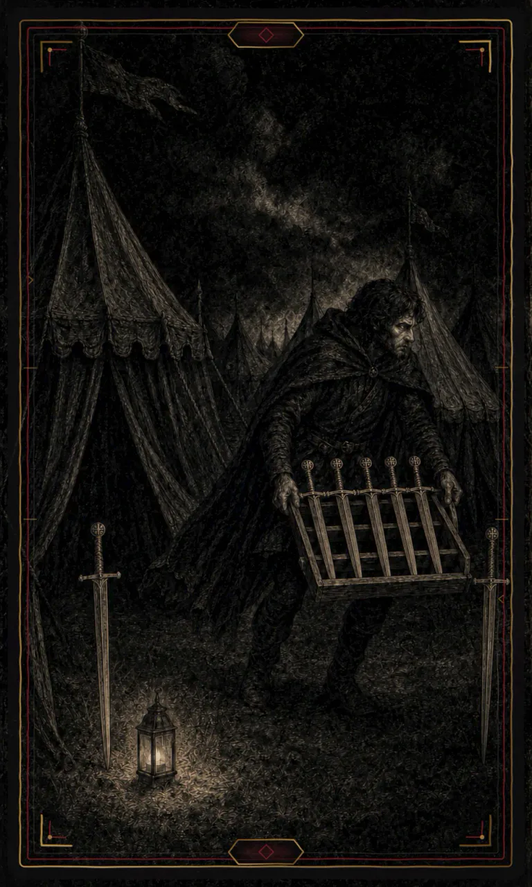 Seven of Swords, from the Haunted Plate deck