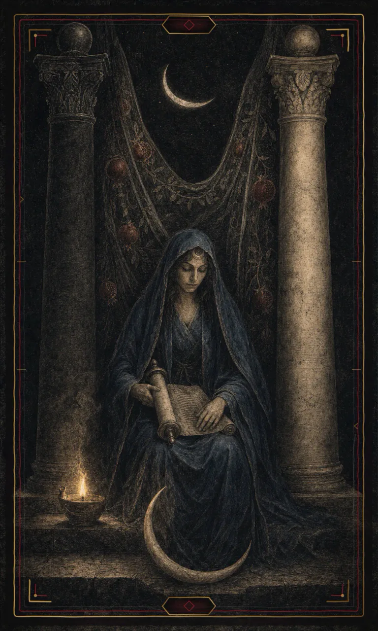 The High Priestess, from the Haunted Plate deck